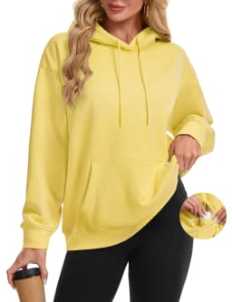 TACVASEN Women Fleece Lined Oversized Hoodie Thick Warm Sherpa Pullover Hooded Sweatshirt with Multi Kangaroo Pocket for Winter