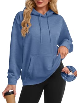 TACVASEN Women Fleece Lined Oversized Hoodie Thick Warm Sherpa Pullover Hooded Sweatshirt with Multi Kangaroo Pocket for Winter
