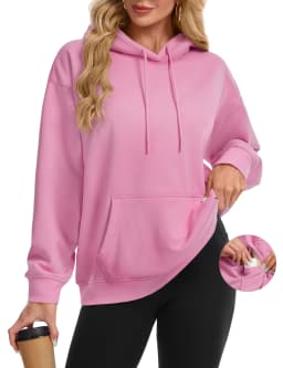 TACVASEN Women Fleece Lined Oversized Hoodie Thick Warm Sherpa Pullover Hooded Sweatshirt with Multi Kangaroo Pocket for Winter