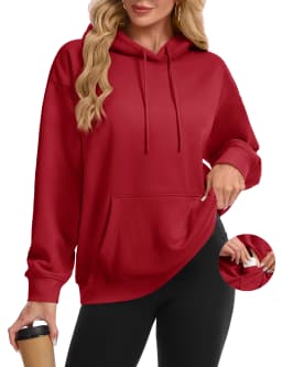 TACVASEN Women Fleece Lined Oversized Hoodie Thick Warm Sherpa Pullover Hooded Sweatshirt with Multi Kangaroo Pocket for Winter