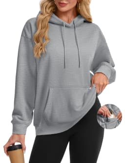 TACVASEN Women Fleece Lined Oversized Hoodie Thick Warm Sherpa Pullover Hooded Sweatshirt with Multi Kangaroo Pocket for Winter