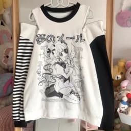 Women Japanese Otaku Anime Long Sleeve T-Shirt Loose Kawaii Casual Top Harajuku Subculture Spring Summer Sweatshirt Tee