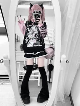 Women Japanese Otaku Anime Long Sleeve T-Shirt Loose Kawaii Casual Top Harajuku Subculture Spring Summer Sweatshirt Tee