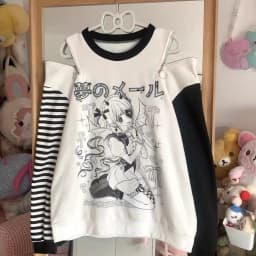 Women Japanese Otaku Anime Long Sleeve T-Shirt Loose Kawaii Casual Top Harajuku Subculture Spring Summer Sweatshirt Tee