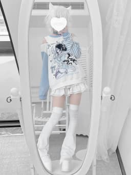 Women Japanese Otaku Anime Long Sleeve T-Shirt Loose Kawaii Casual Top Harajuku Subculture Spring Summer Sweatshirt Tee