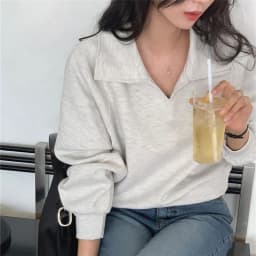 Fashion Simple Sweatshirt Women Casual Turn Down Collar Loose Autumn Pullover Office Lady All Match Long Sleeve Solid Tops New