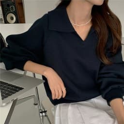 Fashion Simple Sweatshirt Women Casual Turn Down Collar Loose Autumn Pullover Office Lady All Match Long Sleeve Solid Tops New