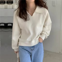 Fashion Simple Sweatshirt Women Casual Turn Down Collar Loose Autumn Pullover Office Lady All Match Long Sleeve Solid Tops New