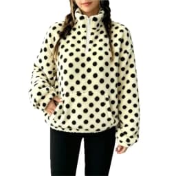 2026 New Women's Autumn And Winter Fleece Hoodie With Polka Dots Fashionable And Casual Warm Comfortable And Loose Fit Hoodie