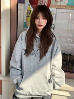 Aoaiiys Star Print Hoodies Women Pullovers Streetwear Sweatshirt Long Sleeve Hoodies Autumn Winter Loose Pullovers Sweatshirts