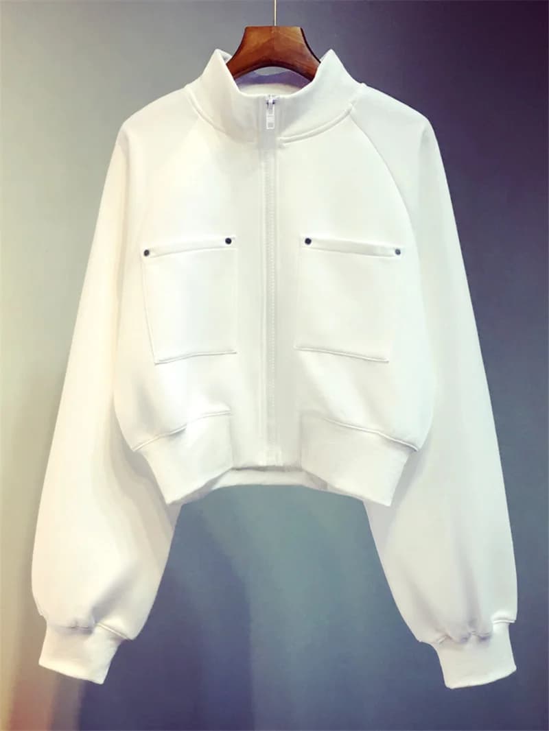 Women's Zipper Hoodie Spring Autumn Thin New Korean Version Ins Trendy Open Cardigan Loose Outerwear Short Versatile Top