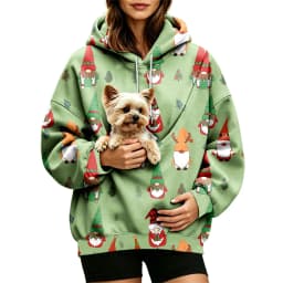 Women Fall And Winter Hoodie With Pet Pouch Oversized Pocket Colorful Print Sweatshirt For Dogs And Zip up Fleece Hoodie Women