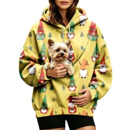 Women Fall And Winter Hoodie With Pet Pouch Oversized Pocket Colorful Print Sweatshirt For Dogs And Zip up Fleece Hoodie Women