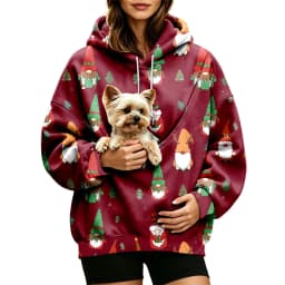 Women Fall And Winter Hoodie With Pet Pouch Oversized Pocket Colorful Print Sweatshirt For Dogs And Zip up Fleece Hoodie Women