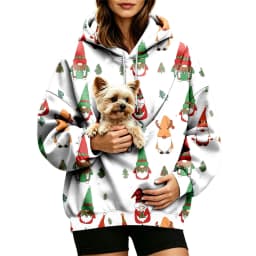Women Fall And Winter Hoodie With Pet Pouch Oversized Pocket Colorful Print Sweatshirt For Dogs And Zip up Fleece Hoodie Women