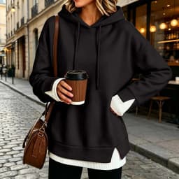 Women Fall And Winter Long Sleeve Hooded Sweatshirt Solid Color Pullover With Faux Layered Panel Hoodie Women with Pockets