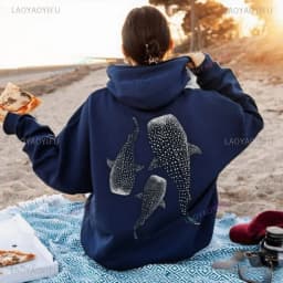 Whale Shark Hoodie Ocean Inspired Style Sweatshirt for Ocean Lovers Gift Diving Girl Hoodie Coconut Beachy Girl Pullover
