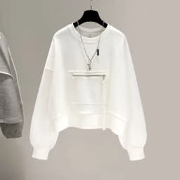 Loose Fit Women's Short Sleeve Long Sleeve Hoodie Spring Autumn Korean Style Trendy Zipper Pocket Head over Shirt
