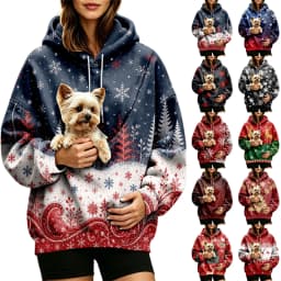 Women Fall And Winter Hoodie With Pet Pouch Oversized Pocket Colorful Print Sweatshirt For Dogs And Hoodies for Women Casual