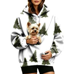 Women Fall And Winter Hoodie With Pet Pouch Oversized Pocket Colorful Print Sweatshirt For Dogs And Zipper Hoodies for Women