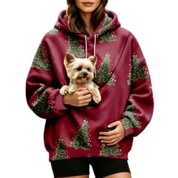 Women Fall And Winter Hoodie With Pet Pouch Oversized Pocket Colorful Print Sweatshirt For Dogs And Zipper Hoodies for Women