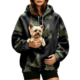 Women Fall And Winter Hoodie With Pet Pouch Oversized Pocket Colorful Print Sweatshirt For Dogs And Zipper Hoodies for Women