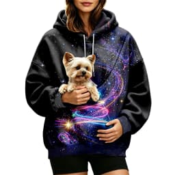 Women Fall And Winter Hoodie With Pet Pouch Oversized Pocket Colorful Print Sweatshirt For Dogs Plain Sweatshirt with Pockets