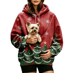 Women Fall And Winter Hoodie With Pet Pouch Oversized Pocket Colorful Print Sweatshirt For Dogs Plain Sweatshirt with Pockets