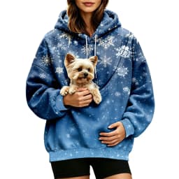Women Fall And Winter Hoodie With Pet Pouch Oversized Pocket Colorful Print Sweatshirt For Dogs Plain Sweatshirt with Pockets