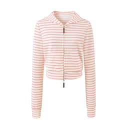 Autumn Women Pink White Stripes Zip Up Hooded Sweatshirt Long Sleeve Short Sweats Crop Jumper Black