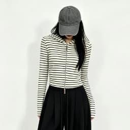 Autumn Women Pink White Stripes Zip Up Hooded Sweatshirt Long Sleeve Short Sweats Crop Jumper Black
