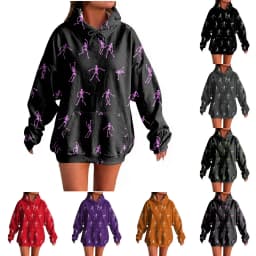Women's Pullover Sweater Round Neck Lightweight Fleece Lined Top With Interesting Print Halloween Themed Top Winter Hoodie Women