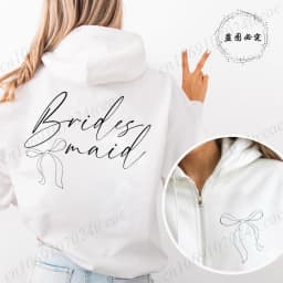 Personalized Bridesmaid Print Women Zip Up Hoodies Bridal Party Graphic Hooded Hoodies Maid of Honor Hoody Sweatshirts Gifts