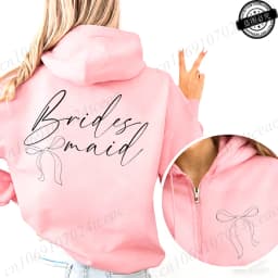 Personalized Bridesmaid Print Women Zip Up Hoodies Bridal Party Graphic Hooded Hoodies Maid of Honor Hoody Sweatshirts Gifts