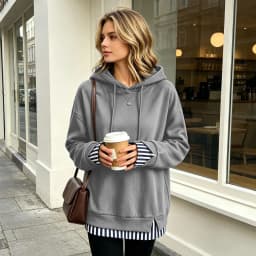 Women Fall And Winter Long Sleeve Hooded Sweatshirt Solid Color Pullover With Faux Layered Panel Sweatshirt Hoodies for Women