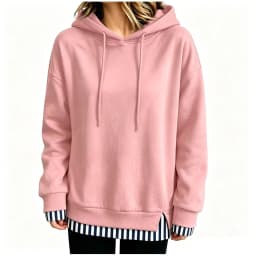 Women Fall And Winter Long Sleeve Hooded Sweatshirt Solid Color Pullover With Faux Layered Panel Sweatshirt Hoodies for Women