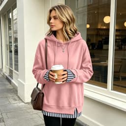 Women Fall And Winter Long Sleeve Hooded Sweatshirt Solid Color Pullover With Faux Layered Panel Sweatshirt Hoodies for Women