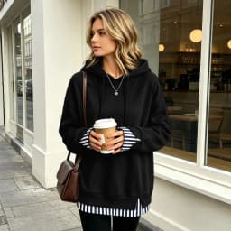 Women Fall And Winter Long Sleeve Hooded Sweatshirt Solid Color Pullover With Faux Layered Panel Sweatshirt Hoodies for Women