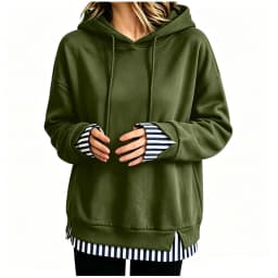 Women Fall And Winter Long Sleeve Hooded Sweatshirt Solid Color Pullover With Faux Layered Panel Sweatshirt Hoodies for Women