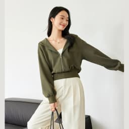 VIMLY Women's Short Hooded Sweatshirt 2026 Autumn Casual Zipper Front Long Sleeve Jacket Fashion Female Pullover A0885