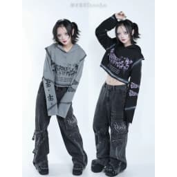 Original Cute Cartoon Long-sleeved Hooded Sweatshirt Japanese Subculture Dark Printed Goth Short Coat Cosplay Anime Clothing