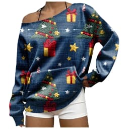 Off The Shoulder Sweatshirt For Women Oversized Casual Ribbed Long Sleeve Top Cozy Comfy Striped Print Long Sleeve Sweatshirt
