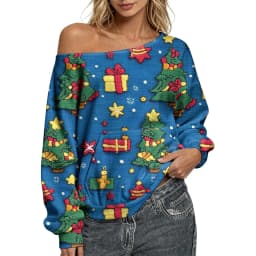 Off The Shoulder Sweatshirt For Women Oversized Casual Ribbed Long Sleeve Top Cozy Comfy Striped Print Long Sleeve Sweatshirt