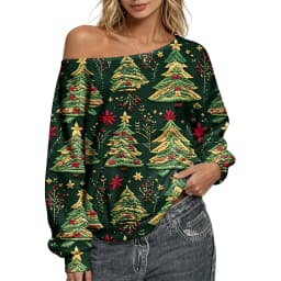 Off The Shoulder Sweatshirt For Women Oversized Casual Ribbed Long Sleeve Top Cozy Comfy Striped Print Long Sleeve Sweatshirt
