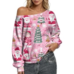 Off The Shoulder Sweatshirt For Women Oversized Casual Ribbed Long Sleeve Top Cozy Comfy Striped Print Long Sleeve Sweatshirt