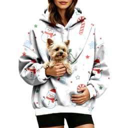 Women Fall And Winter Hoodie With Pet Pouch Oversized Pocket Colorful Print Sweatshirt For Dogs And Cats Sleep Hoodies Women