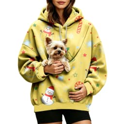 Women Fall And Winter Hoodie With Pet Pouch Oversized Pocket Colorful Print Sweatshirt For Dogs And Cats Sleep Hoodies Women