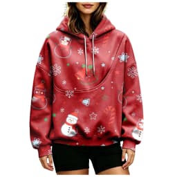 Women Fall And Winter Hoodie With Pet Pouch Oversized Pocket Colorful Print Sweatshirt For Dogs And Cats Sleep Hoodies Women