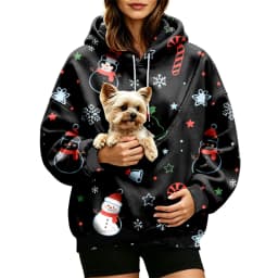 Women Fall And Winter Hoodie With Pet Pouch Oversized Pocket Colorful Print Sweatshirt For Dogs And Cats Sleep Hoodies Women