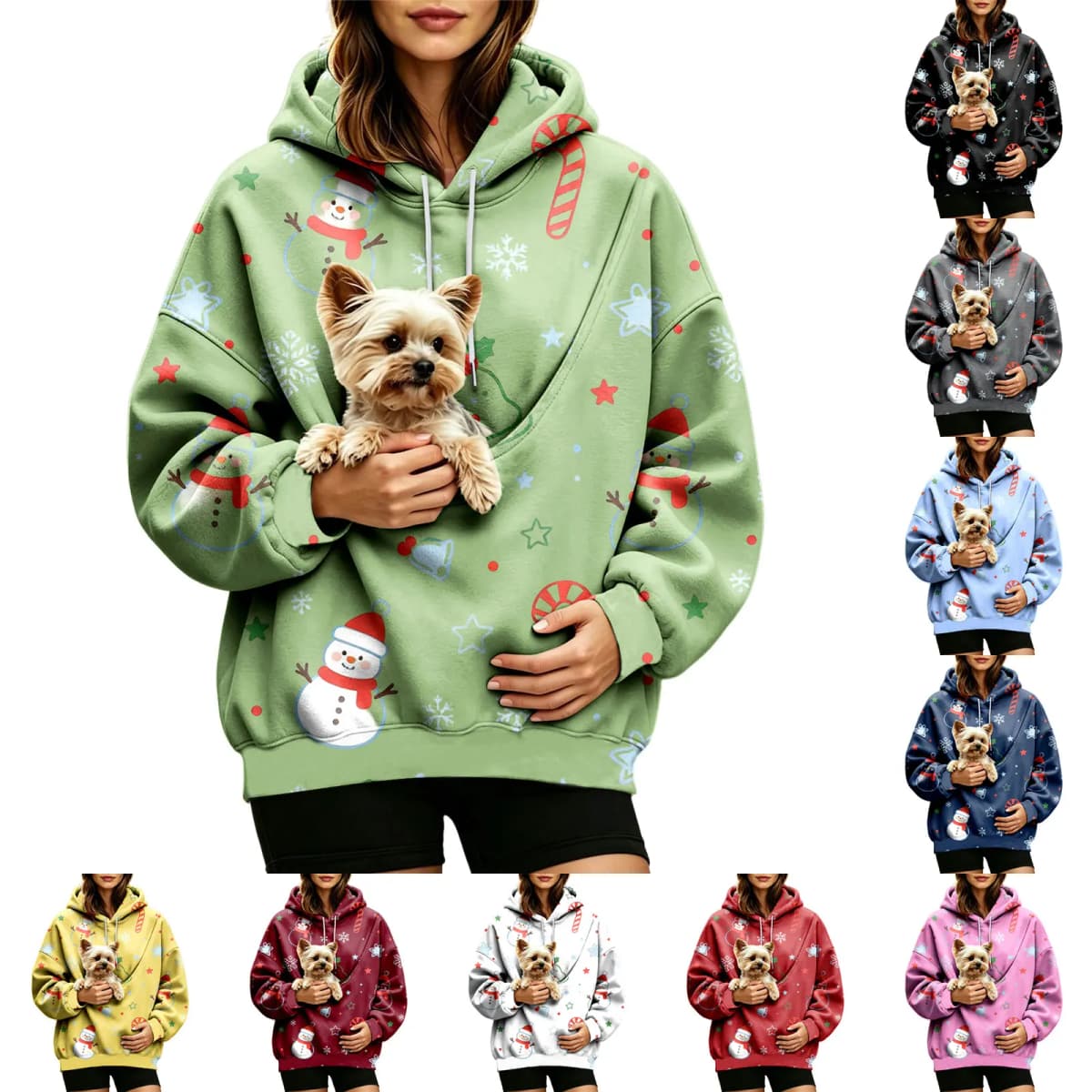 Women Fall And Winter Hoodie With Pet Pouch Oversized Pocket Colorful Print Sweatshirt For Dogs And Cats Sleep Hoodies Women